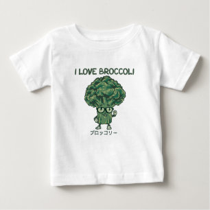 Camiseta Para Bebê Eu Amo Brócolis, Kawaii Cute Japonês