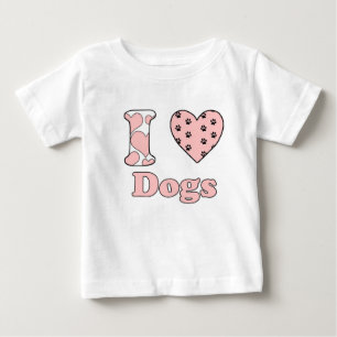 Camiseta Para Bebê Eu amo cachorros
