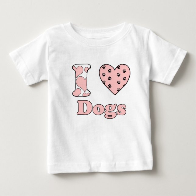 Camiseta Para Bebê Eu amo cachorros (Frente)