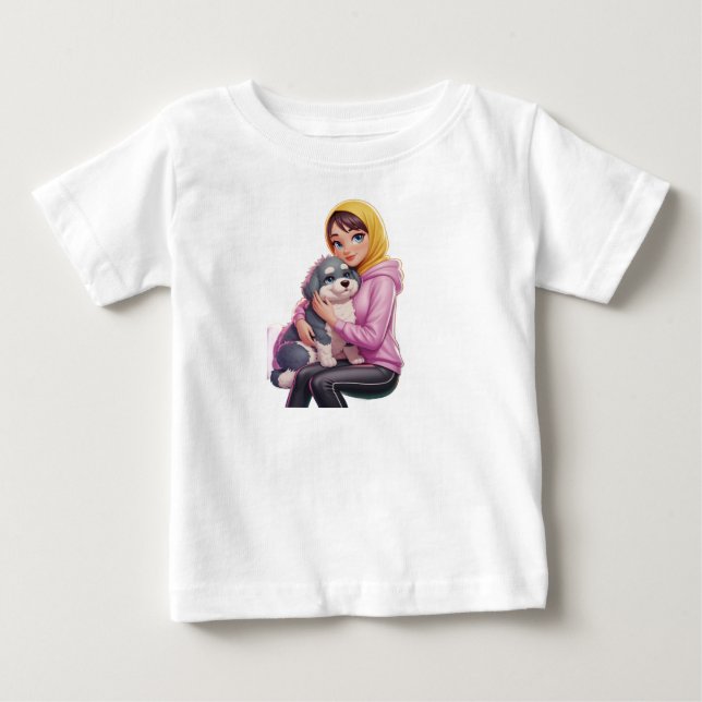 Camiseta Para Bebê Eu amo cachorros (Frente)