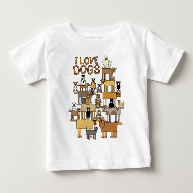 CAMISETA PARA BEBÊ EU AMO CÃES (Frente)