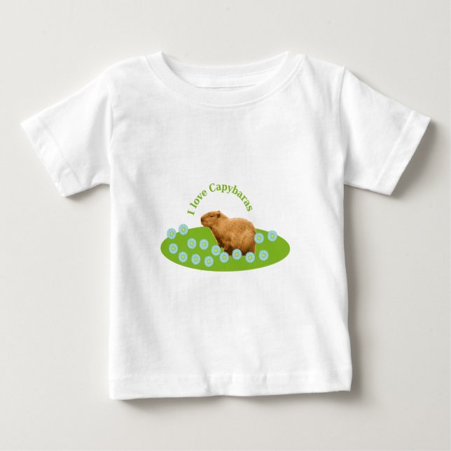 Camiseta Para Bebê Eu amo Capybaras (Frente)