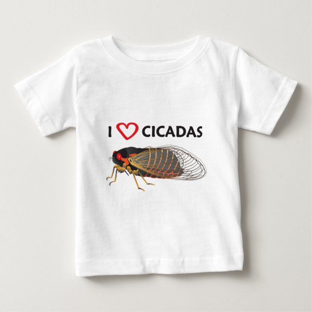 Camiseta Para Bebê Eu Amo Cicada (Frente)