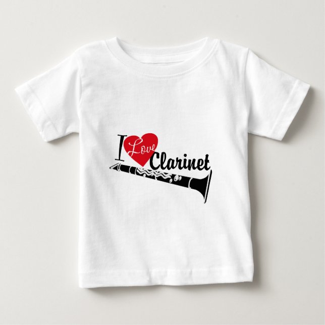 Camiseta Para Bebê Eu Amo Clarinet (Frente)