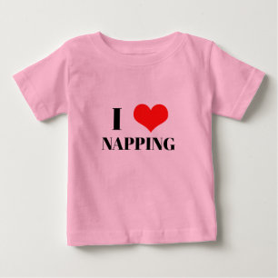 Camiseta Para Bebê Eu Amo Cochilar Presente De Natal Coração Vermelho