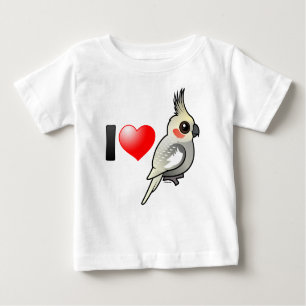 Camiseta Para Bebê Eu amo Cockatiels Spangled