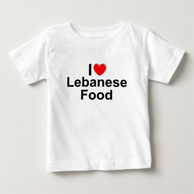 Camiseta Para Bebê Eu amo (coração) a comida libanesa (Frente)
