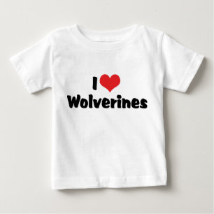 Camiseta Para Bebê Eu Amo Corações Wolverines
