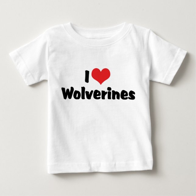 Camiseta Para Bebê Eu Amo Corações Wolverines (Frente)