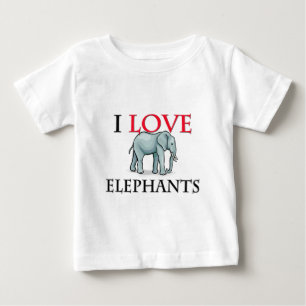 Camiseta Para Bebê Eu amo elefantes