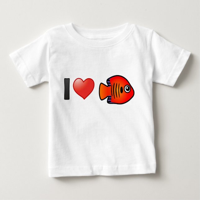Camiseta Para Bebê Eu Amo Flame Angelfish (Frente)