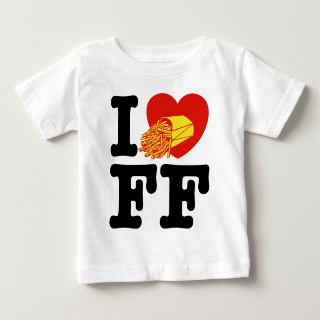 Camiseta Para Bebê Eu Amo Fries Franceses (Frente)