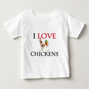 Camiseta Para Bebê Eu amo galinhas