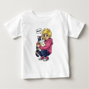 Camiseta Para Bebê Eu amo gato