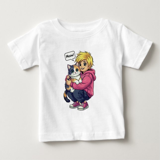 Camiseta Para Bebê Eu amo gato (Frente)
