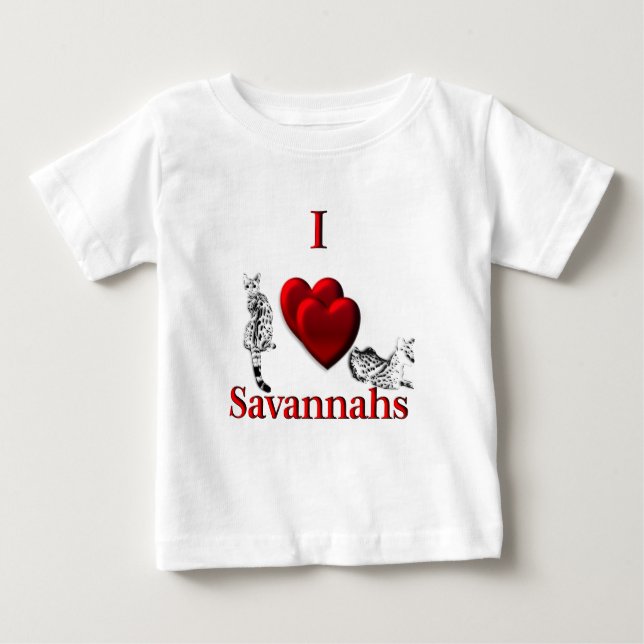Camiseta Para Bebê Eu Amo Gato Savannah (Frente)