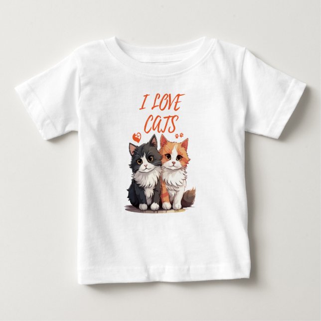 CAMISETA PARA BEBÊ EU AMO GATOS (Frente)