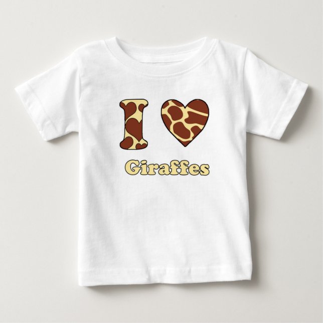 Camiseta Para Bebê Eu amo Girafas (Frente)