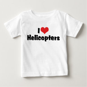 Camiseta Para Bebê Eu Amo Helicópteros do Coração