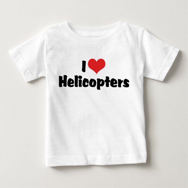 Camiseta Para Bebê Eu Amo Helicópteros do Coração (Frente)
