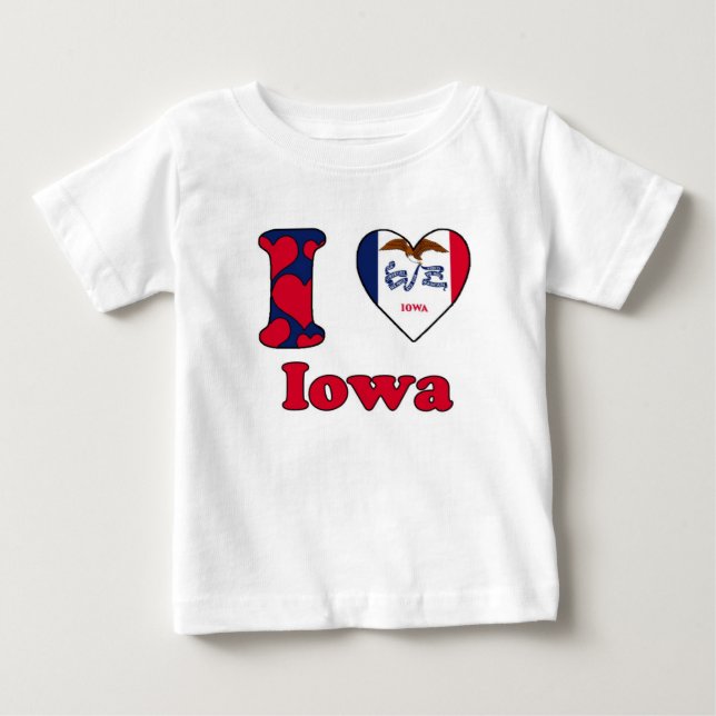 Camiseta Para Bebê Eu amo Iowa (Frente)