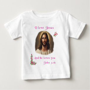 Camiseta Para Bebê Eu amo Jesus
