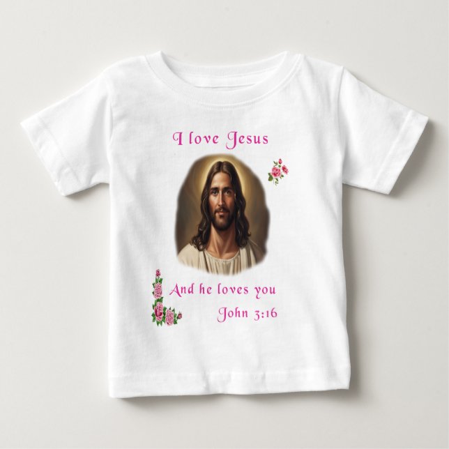 Camiseta Para Bebê Eu amo Jesus (Frente)