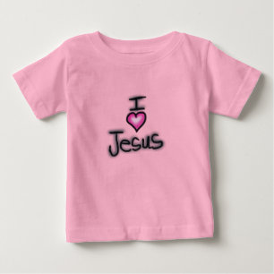 Camiseta Para Bebê Eu Amo Jesus Citação Cristã