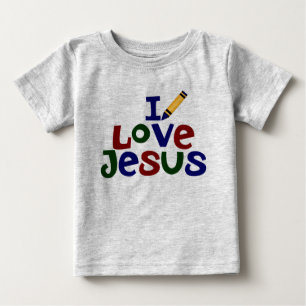 Camiseta Para Bebê Eu Amo Jesus / Jesus Me Ama Cristão