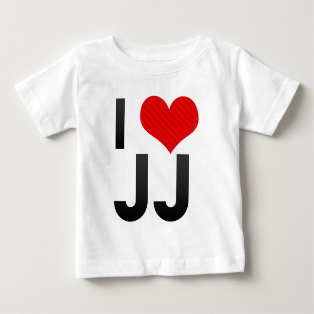Camiseta Para Bebê Eu amo JJ (Frente)
