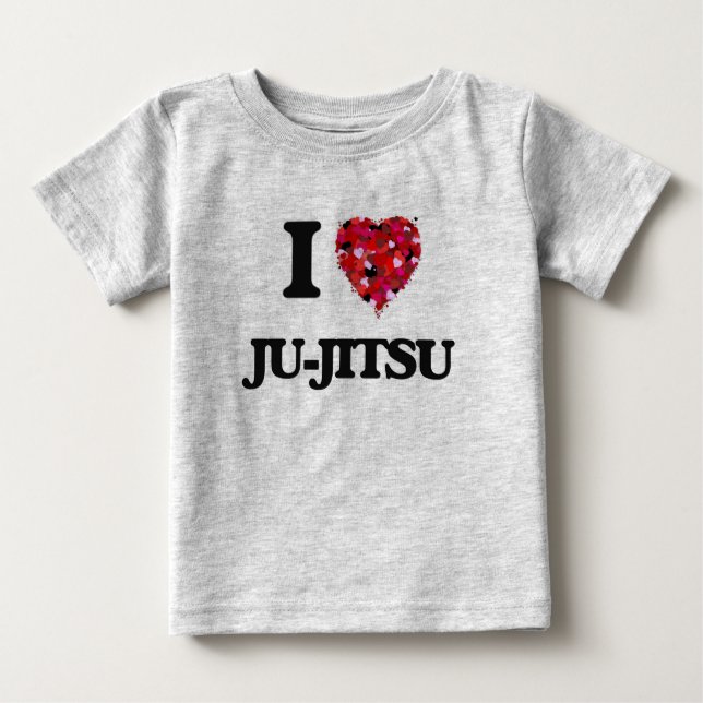 Camiseta Para Bebê Eu Amo Ju-Jitsu (Frente)