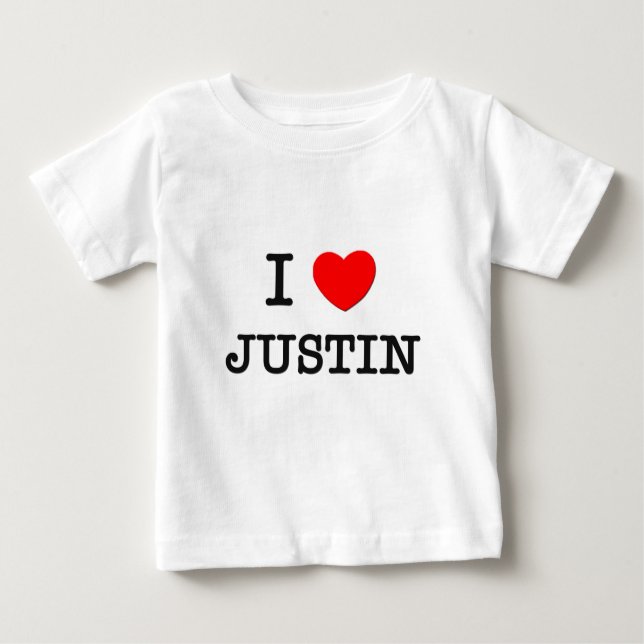 Camiseta Para Bebê Eu amo Justin (Frente)