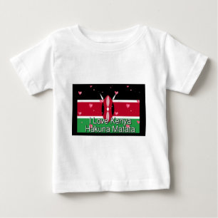 Camiseta Para Bebê Eu Amo! Kenya Hakuna Matata