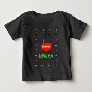 Camiseta Para Bebê Eu amo Kenya XOXO