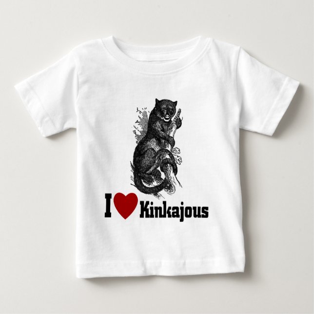 Camiseta Para Bebê Eu Amo Kinkajous (Frente)