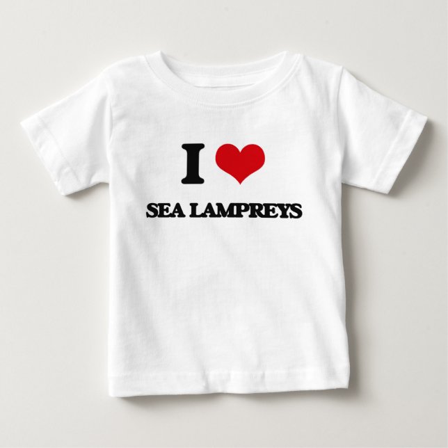 Camiseta Para Bebê Eu amo lampreias de mar (Frente)