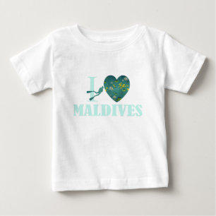 Camiseta Para Bebê Eu amo Maldivas