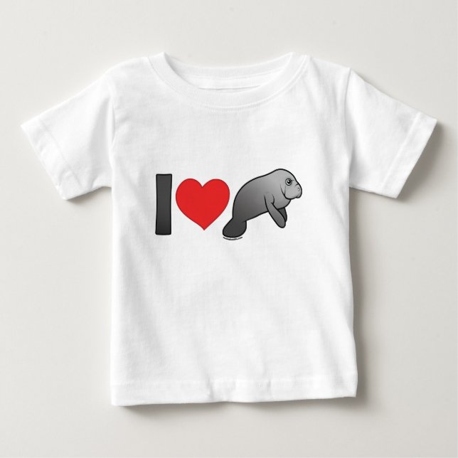 Camiseta Para Bebê Eu Amo Manatees (Frente)