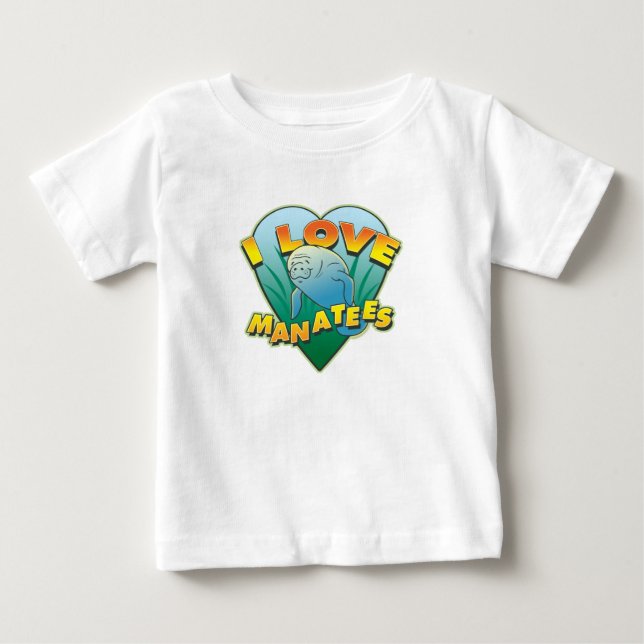 Camiseta Para Bebê Eu Amo Manatins (Frente)
