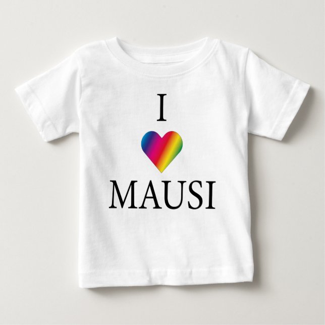 CAMISETA PARA BEBÊ EU AMO MAUSI RAINBOK HEART (Frente)