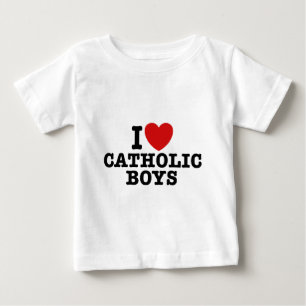 Camiseta Para Bebê Eu amo meninos católicos