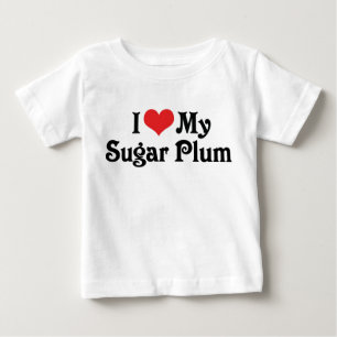 Camiseta Para Bebê Eu Amo Meu AÇúcar Ameixa
