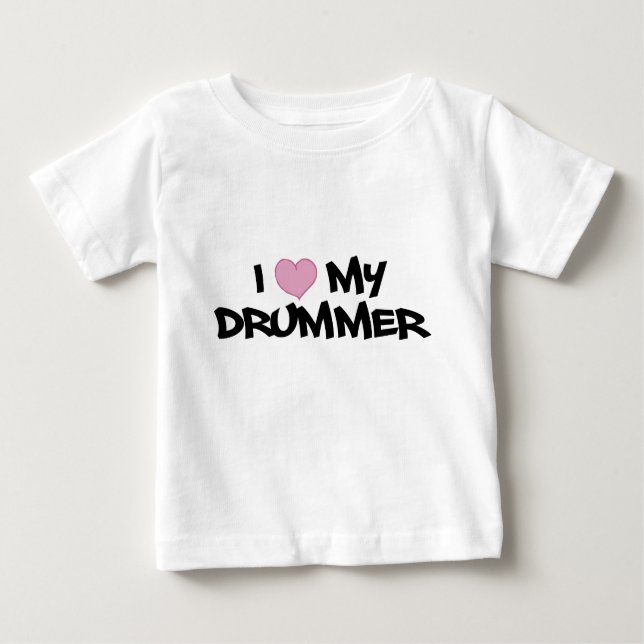 Camiseta Para Bebê Eu amo meu baterista (Frente)