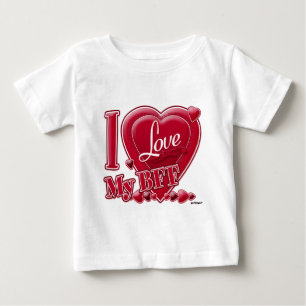 Camiseta Para Bebê Eu amo meu BFF vermelho - coração