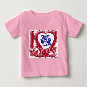 Camiseta Para Bebê Eu amo meu coração vermelho da família - foto