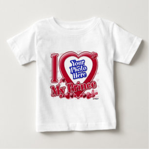 Camiseta Para Bebê Eu amo meu coração vermelho do príncipe - foto