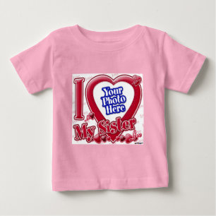Camiseta Para Bebê Eu amo meu coração vermelho Irmã - foto
