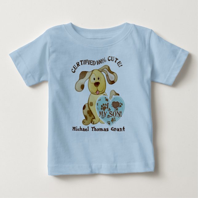 Camiseta Para Bebê Eu Amo meu filho, Criador Personalizado (Frente)