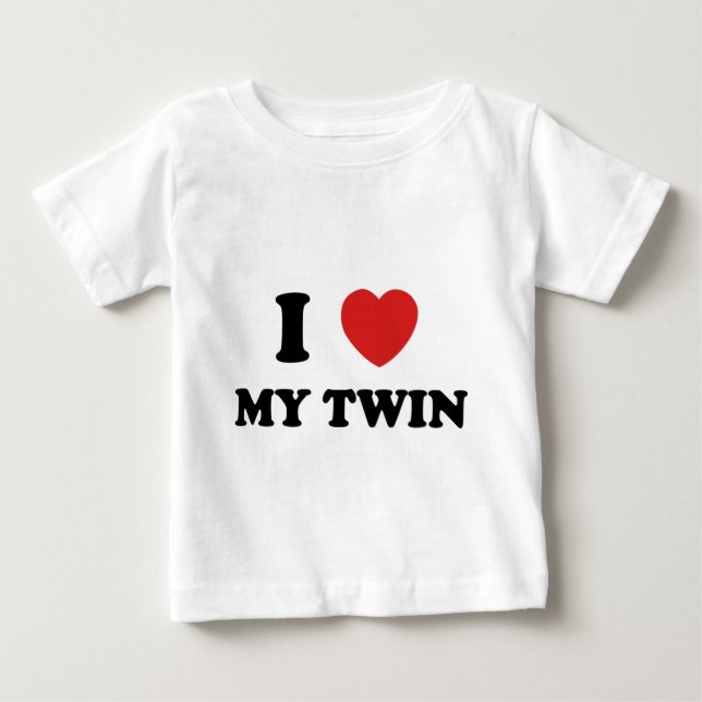 Camiseta Para Bebê Eu Amo Meu Gêmeo (Frente)