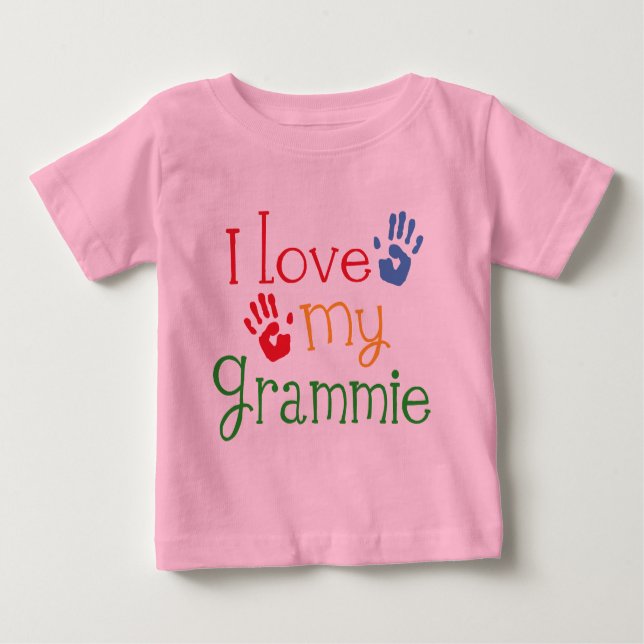 Camiseta Para Bebê Eu amo meu Grammie Handprints (Frente)